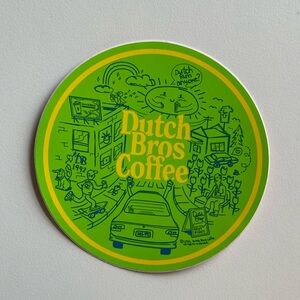 Dutch Bros Coffee February 2023 Neon Green Limited Sticker “Dutch Run Anyone?”